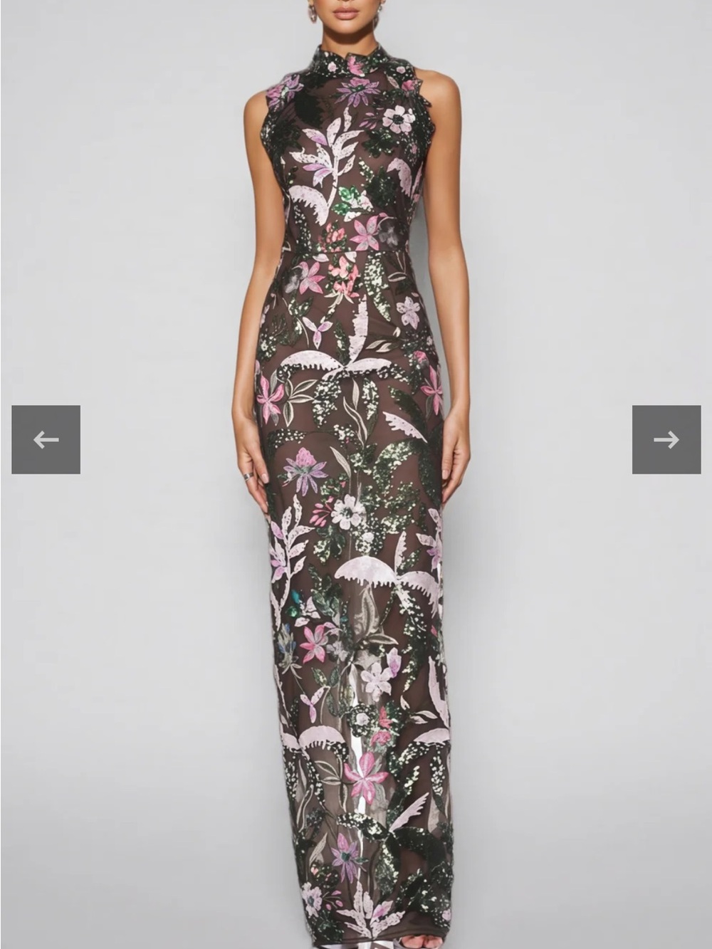 Sleeveless Floral Sequin Maxi Dress - NWT  small